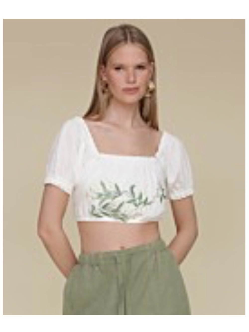 Avec Les Filles White Embroidered Off-Shoulder crop Top